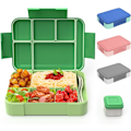 Pikkukuva 1 / 5: Aikuisten lounasrasia 1330 ml:n bento-rasia, jossa 6 osastoa, aterimet, vuotamaton lounasrasia, vihreä