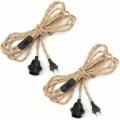 Miniatyrbillede 1 af 3: 2 par hamp reb trosse lysekrone kabel 2m,E27 fatning switch, til DIY lampe pendel lys vintage elektrisk ledning fatning