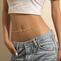 Miniatyrbillede 5 af 5: Boho mavekæde sølv taljekæde perler taljekæde perle body chain smykker til kvinder og piger