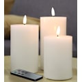 Miniatyrbild 1 av 5: Vita platta flamlösa ljus med fjärrkontroll, flimrande äkta vax LED-batteriljus D 3\" H 4\" 5\" 6\", 3-pack