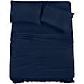 Miniatyrbillede 1 af 5: Sengesæt 4 Dele Mikrofiber (Navy Blå, Queen)