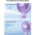 Miniatyrbild 3 av 5: Bärbar Fläkt med Dimmfunktion - Uppladdningsbar Handhållen Personlig Vattenfläkt med Spray 32ml Vattentank Mini Kylande Handfläktar för Resor Purple