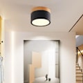 Pikkukuva 2 / 5: LED-kattovalaisin, puu-koristeella, mini-kattovalaisin, pyöreä, kylmä valkoinen 6000 K, 12 W