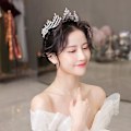 Miniatyrbilde 3 av 5: Glitrende jentekrystalltiara - Dameprinsesse brud pannebånd kostyme bryllupskrone
