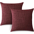 Pikkukuva 1 / 5: 2 kpl tyynynpäällistä, yksivärinen, pellavainen tyynynpäällinen, sohvaan, makuuhuoneeseen, kotiin, 45*45cm wine red
