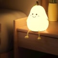 Miniatyrbillede 4 af 5: Kreativ pæreformet børne-natlampe med timerfunktion, 7 farvet LED-lys børne-natlampe, genopladelig via USB, natlampe-sengelampe