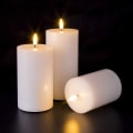 Miniatyrbillede 3 af 5: Hvide flade flammefri stearinlys med fjernbetjening, flimrende ægte voks LED-batterilys D 3\" H 4\" 5\" 6\", 3-pak