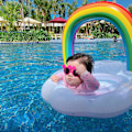 Miniatyrbillede 5 af 5: Baby Float, Regnbue Sequin Oppustelig Svømmebøje Baby Svømmering Funklende Svømmering til Børn 1-5 År Gammel til Pool Party Baby Svømmebøje