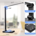 Miniatyrbillede 4 af 5: LED-skrivebordslampe, dæmpbar skrivebordslampe 7,5 W trådløs opladning og USB-opladningsport læselampe, øjenbeskyttelse, 5 lysstyrkeniveauer