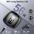 Miniatyrbild 3 av 4: Bluetooth 5.3 trådlösa hörlurar med 4 ENC-mikrofoner, 56 timmars öronsnäckor i örat brusreducerande djup bas, IP7 vattentät LED-display black