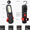 Miniatyrbilde 2 av 5: Oppladbar LED arbeidslampe, 2 i 1 inspeksjonslampe med 360 graders rotasjon og 3W COB LED lommelykt med krok for bil | Camping etc