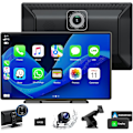 Miniatyrbilde 1 av 5: 9'' Carplay Skjerm for Bil med 2.5K Dash Cam, 1080p Ryggekamera, Trådløs CarPlay Android Auto Skjerm med Speilkobling