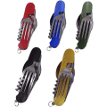 Miniatyrbild 5 av 5: 2-pack Vikbart Campingbestick Set Rostfritt Stål Bestick 6 i 1 Multiverktyg Utomhus Överlevnad Resa Vandring Bestick Set Gold and Red