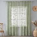 Pikkukuva 1 / 4: Salvianvihreät läpikuultavat verhot 52x96 tuumaa pitkät 2 paneelia Rustic Floral Knitted Lace läpikuultavat verhot, sauvaan sopiva yksityisyyden suoja lechoso 39*79inch