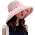 Miniatyrbild 4 av 5: Kvinnors Mesh Solhattar Sommar Strand UV-skydd UPF Packable Bred Brätte Hakrem pink