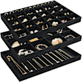 Miniatyrbild 1 av 5: Fack för smycken, stapelbara smyckeshållare för låda, byrå, garderob, display för accessoarer, helt svart Conjunto 1