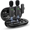 Miniatyrbillede 1 af 5: iPhone iPad trådløs mikrofon (2 TX + 1 RX + opladningsetui), mini mikrofon 3 tilstands støjreduktion til videooptagelse