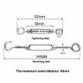 Miniatyrbilde 3 av 5: 6 stk. Wire Tensioner M4 Rustfritt Stål Justerbar Turnbuckle Hook And Eye Set Heavy Duty