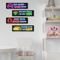 Miniatyrbild 5 av 5: 4 st tryckta neon gaming-affischer, tonårspojkar rum dekorationer, gamer väggkonst dekor för sovrum trä