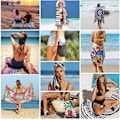 Miniatyrbillede 2 af 4: 2 stk. Boho-striber, Oversized Cool Pool-håndklæder, Casual Covers, Dame- og Herre-, Mor & Far