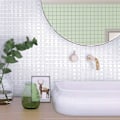 Pikkukuva 5 / 5: 3D-mosaiikkilaattojen liimautuva seinävedenkestävä itseliimautuva laattatarra 23,6 x 23,6 cm keittiöön kylpyhuoneeseen - 4 kappaletta