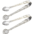 Miniatyrbillede 1 af 5: 2 stk. istang sukkertang vintage rustfrit stål mini serveringsappetizers tang clips klemme med præget mønster til fest kaffe te vin bar