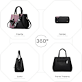Miniatyrbillede 3 af 5: Dametasker Blomstermønster Crossbody Tasker Pom Pom Dekoration Håndtasker Tote Tasker til Kvinder Damer Skuldertaske PU Læder negro