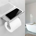 Miniatyrbillede 3 af 5: Toiletpapirholder, vægmonteret toiletrulleholder, 304 rustfrit stål toiletrulleholder, skrue- eller limmontering med opbevaringsplatform