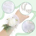 Miniatyrbillede 4 af 5: 12 stk. elastiske perle håndleds bryllup håndled blomst DIY hånd blomst elastisk bryllup galla