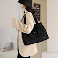 Miniatyrbilde 5 av 5: Toteveske for kvinner Nylon Casual Håndveske Skulderpose Multi Lommer Topphåndtak Shopping Bag