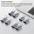 Pikkukuva 2 / 5: USB C - Micro USB -sovitin, Type C/Micro USB -naaras Lightning -urosadapteri, Micro USB - USB C -jatkokappale (8 kpl)