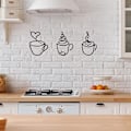 Miniatyrbild 3 av 5: 3-delad kaffemugg i metallväggkonst linje kaffeväggsskylt