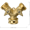 Miniatyrbillede 5 af 5: 2-vejs messinghane - Y-ventil slangedeler havehanefordeler manifold 3/4\" messing slangefittings