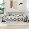 Geometrisk sofabetræk til 2-personers, helårsbeskyttende sofabetræk til hunde, sofapuder til loveseat futon med kvast, grå, 180*260cm 180*260cm Grey