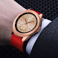 Pikkukuva 4 / 4: Yhteensopiva Galaxy Watch 42 mm:n kanssa raidallinen ranneke - punainen