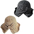 Miniatyrbillede 1 af 5: 2 stk. sammenklappelig bredskygget stråhat sommer dame strandhat dame strandhat (sort og beige)
