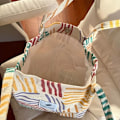 Miniatyrbilde 5 av 5: Tote Bag Handleveske Stor Kordfløyelsveske for Kvinner Vaskbar Gjenbrukbar Skulderveske Fargerike Striper Håndverksvesker, for Shopping Reise Rojo vino
