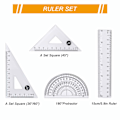 Miniatyrbillede 3 af 5: Geometrisk passer-sæt, 10-delt matematisk sæt i kuffert, undervisningsmaterialer med 2 tegnepassere, matematisk vinkelmålersæt