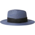 Miniatyrbilde 4 av 5: Kvinners bredbremmet strå Panama rull opp hatt beltespenne Fedora strand solhatt for kvinner UPF50+ Blue