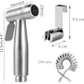 Miniatyrbilde 2 av 5: Høy kvalitet toalett bidetsett, med vanntankkrok og 59\" ABS teleskopisk fleksibel dusjslange for daglig personlig hygiene (grå)
