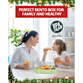 Miniatyrbild 5 av 5: Lunchlåda för vuxna 1330 ml Bentolåda med 6 fack, med bestickset, läcksäker lunchlåda, grön