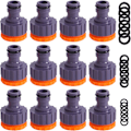 Miniatyrbillede 1 af 5: 3/4\" & 1/2\" BSP 2-i-1 Plast Udendørs Have Slangehane Fitting Gevindhane Adaptere Pakke med 12 (Leveres med 18 Erstatningsferrules)