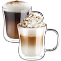 Pikkukuva 1 / 5: 2x220ml Kaksiseinäiset kahvilasit Mukit Cappuccino Latte Macchiato Lasit Kupit Borosilikaatti Lämmönkestävät Lasikupit
