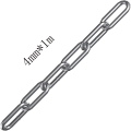 Miniatyrbilde 2 av 5: Sterk og robust rustfritt stålkjede, med sveisede stållenker, 4 mm - 1 meter