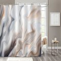 Miniatyrbild 1 av 5: Brun marmor duschdraperi set, taupe gradient tyg duschdraperi för badrumsinredning