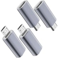 Miniatyrbild 1 av 5: USB C till Micro USB-adapter, (4-pack) Typ C hona till Micro USB hane konvertera kontaktstöd Laddningsdatasynkronisering (grå)
