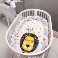 Miniatyrbilde 2 av 5: Myk vevd sprinkelsengstøtfanger 3M sprinkelsengstøtfanger med 3 stropper Perfekt for å holde babyen trygg - Rosa+Hvit+Blå