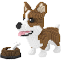 Miniatyrbild 1 av 5: Mini Byggstenar för Husdjur - Små Byggklossar för Barn Corgi Dog and Food 12 x 6 x 12 inches