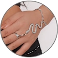 Miniatyrbillede 1 af 5: Slangehåndkædearmbånd til kvinder og piger, sommerfuglefinger ringarmbånd slavekæde håndsele armbånd edderkopring slange til fest halloween