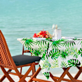 Miniatyrbild 4 av 4: 3-pack palmbladsdukar för hawaiianska festdekorationer, engångsdukar för hawaiiansk luau (plast, rektangulär, 137 x 274 cm)